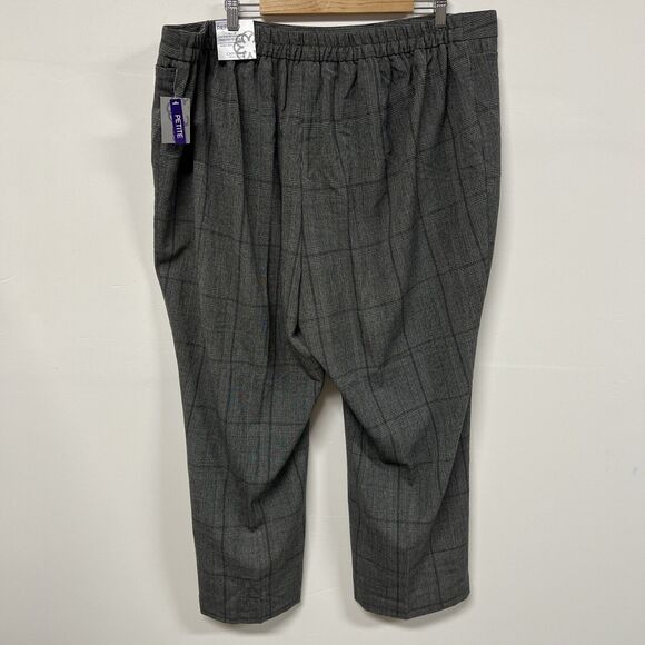 Catherines Gray Plaid Straight Leg Pants 2XWP Petite Plus Size NWT Career Office - Picture 3 of 11